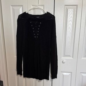 Torrid Black Lace-Up Knit Top